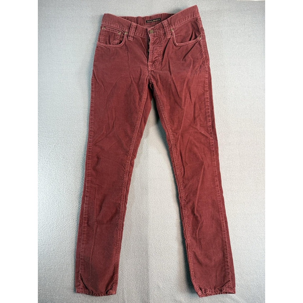 Nudie Jeans Co Pants Womens 30 Red Slim Fit Corduroy Chino 5-Pocket Casual Italy